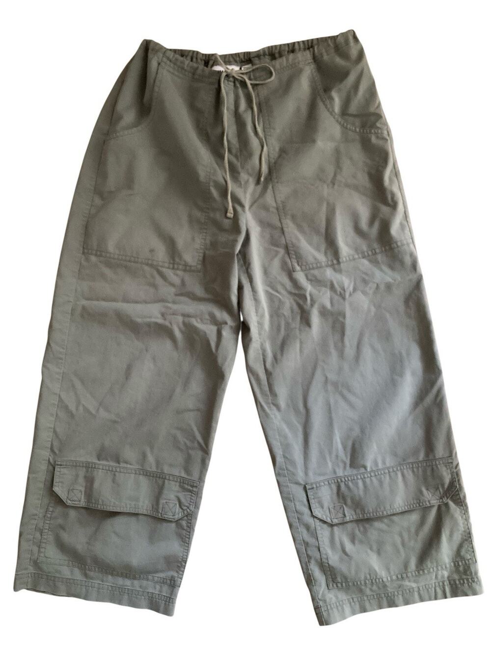 Vintage 90s Y2k Olive Green Sporty Cargo Baggy Cropped Minimalist Pants Size S